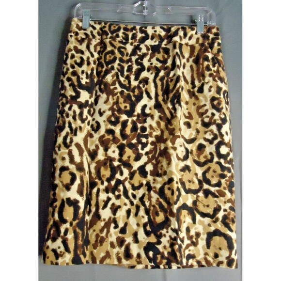Merona Leopard Print Knee Length Pencil Skirt Womens Size 8 Stretch Lined - Picture 2 of 9